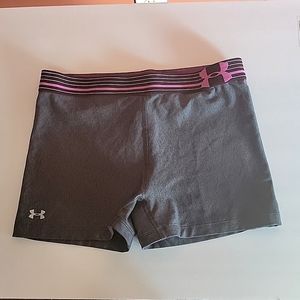 Under Armour gray and pink compression shorts size medium